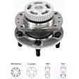 2-Wheel Set Rear, Driver and Passenger Side Wheel Hubs, With Bearing, 47-teeth tone ring; 3.07 in. ABS Tone Ring Diameter