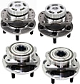 4-Wheel Set Front and Rear, Driver and Passenger Side Wheel Hubs, With Bearing, For 15, 16 and 17 in. Wheels