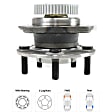 4-Wheel Set Front and Rear, Driver and Passenger Side Wheel Hubs, With Bearing, For 15, 16 and 17 in. Wheels