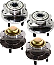 Front and Rear, Driver and Passenger Side Wheel Hub, 5 Lugs, With Bearing