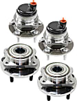 Front and Rear, Driver and Passenger Side Wheel Hub, 5 Lugs, With Bearing, With Sensor