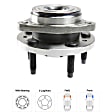 Front, Driver and Passenger Side Wheel Hub, 5 Lugs, With Bearing