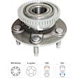 4-Wheel Set Front and Rear, Driver and Passenger Side Wheel Hubs, With Bearing
