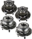 4-Wheel Set Front and Rear, Driver and Passenger Side Wheel Hubs, 5 Lugs, With Bearing, 5 x 4.53 in. Bolt Pattern