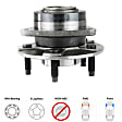 4-Wheel Set Front and Rear, Driver and Passenger Side Wheel Hubs, 5 Lugs, With Bearing, 5 x 4.53 in. Bolt Pattern