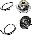 2-Wheel Set Front, Driver and Passenger Side Wheel Hubs, With Bearing, With Sensor, 4-Wheel ABS, 4WD, with 5 Stud Hub