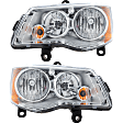 Driver and Passenger Side Headlights, with Bulbs, Halogen, Chrome Interior, CAPA Certified
