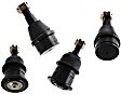 Front, Driver and Passenger Side, Upper and Lower Ball Joints, Non-Adjustable, Press-In Mounting Type
