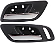 Front and Rear, Driver and Passenger Side Interior Door Handles, Chrome Lever with Black Bezel, without Door Lock Hole