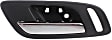 Front and Rear, Driver and Passenger Side Interior Door Handles, Chrome Lever with Black Bezel, without Door Lock Hole