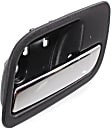 Front and Rear, Driver and Passenger Side Interior Door Handles, Chrome Lever with Black Bezel, without Door Lock Hole