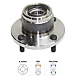 4-Wheel Set Front and Rear, Driver and Passenger Side Wheel Hubs, With Bearing, 4-Wheel ABS, For Models with Rear Disc Brake