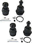 Front, Driver and Passenger Side, Upper and Lower Ball Joints, Non-Adjustable, Includes Nuts
