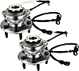 Front, Driver and Passenger Side Wheel Hub, 5 Lugs, With Bearing, With Sensor, 4WD