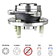 2-Wheel Set Front, Driver and Passenger Side Wheel Hubs, With Bearing, 4 Lugs, Non-ABS, FWD