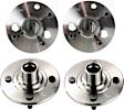 Front and Rear, Driver and Passenger Side Wheel Hub, 4 Lugs, With Bearing, 1.9L, 4Cyl