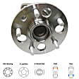 Rear, Driver and Passenger Side Wheel Hub, 5 Lugs, With Bearing, With Sensor, 3.0L, 6Cyl