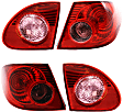 Driver and Passenger Side, Inner and Outer Halogen Tail Light, Inner - Without bulb(s); Outer - With bulb(s), OE Replacement