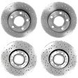 SET-BR0957452X-C Front and Rear Brake Disc, Coated, Cross-Drilled, 5 Lugs