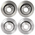 SET-BR0977011X-A Front and Rear Brake Disc, Coated, Front-Cross-Drilled/Rear-Plain Surface, 5 Lugs