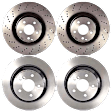 SET-BR221421161207-C Front and Rear Brake Disc, Coated, Front-Cross-Drilled/Rear-Plain Surface, 5 Lugs