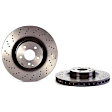 SET-BR221421161207-C Front and Rear Brake Disc, Coated, Front-Cross-Drilled/Rear-Plain Surface, 5 Lugs
