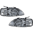 Driver and Passenger Side Halogen Headlight, With bulb(s), OE Replacement