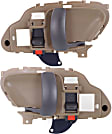 Front or Rear, Driver and Passenger Side Interior Door Handles, Beige bezel with primed lever, With door lock button