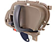 Front or Rear, Driver and Passenger Side Interior Door Handles, Beige bezel with primed lever, With door lock button