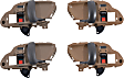 Front and Rear, Driver and Passenger Side Interior Door Handles, Brown Bezel with Black Lever, Front and Rear Driver Side - with Door Lock Hole, Front and Rear Passenger Side - with Door Lock Button