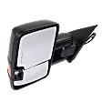 Driver and Passenger Side Towing Mirror, Power Adjust, Heated, Manual Folding, Textured Black, In-glass Signal Light, No Memory, No Puddle Light, No Auto-Dim, With Blind Spot Glass