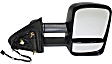 Driver and Passenger Side Towing Mirror, Power Adjust, Heated, Manual Folding, Textured Black, No Signal Light, Without Memory Recall, No Puddle Light, No Auto-Dimming, With Blind Spot Glass