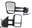 Driver and Passenger Side Towing Mirror, Power Adjust, Heated, Manual Folding, Textured Black, No Signal Light, No Memory, No Puddle Light, No Auto-Dimming, With Blind Spot Glass