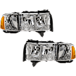 1999 Dodge Ram 3500 - Driver and Passenger Side Halogen Headlight, Without bulb(s), For Models With Sport Package, OE Replacement