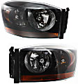 Driver and Passenger Side Halogen Headlight, With bulb(s), Clear Lens, Black Interior