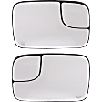 Driver and Passenger Side Mirror Glass, Heated, Towing, With Blind Spot Glass, Flat, For Models With Power Trailer Towing Mirror, Fold-Away, Includes (2) Mirror Glasses