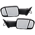 Driver and Passenger Side Towing Mirror, Power Adjust, Heated, Power Folding, Textured Black, In-housing Signal Light, No Memory, With Puddle Light, No Auto-Dim, With Blind Spot Detection in Glass