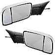 Driver and Passenger Side Towing Mirror, Upper - Power Adjust, Lower - Manual Adjust, Heated, Manual Folding, Chrome, In-housing Signal Light, No Memory, No Puddle Light, No Auto-Dim