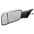 Driver and Passenger Side Towing Mirror, Upper - Power Adjust, Lower - Manual Adjust, Heated, Manual Folding, Chrome, In-housing Signal Light, No Memory, No Puddle Light, No Auto-Dim
