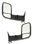 Driver and Passenger Side Towing Mirror, Power Adjust, Heated, Manual Folding, Textured Black, In-housing Signal Light, No Memory, With Puddle Light, No Auto-Dimming, No Blind Spot Feature