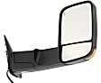 Driver and Passenger Side Towing Mirror, Power Adjust, Heated, Manual Folding, Textured Black, In-housing Signal Light, No Memory, With Puddle Light, No Auto-Dimming, No Blind Spot Feature