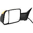 Driver and Passenger Side Towing Mirror, Power, Manual Folding, Heated, Textured Black, In-housing Signal Light, No Memory, With Puddle Light, No Auto-Dimming, With Blind Spot Glass