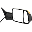 Driver and Passenger Side Towing Mirror, Power, Manual Folding, Heated, Textured Black, In-housing Signal Light, No Memory, With Puddle Light, No Auto-Dimming, With Blind Spot Glass