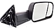 Driver and Passenger Side Towing Mirror, Manual Adjust, Non-Heated, Manual Folding, Textured Black, No Signal Light, Without Memory Recall, No Puddle Light, No Auto-Dimming, With Blind Spot Glass