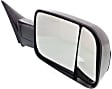Driver and Passenger Side Towing Mirror, Manual Adjust, Non-Heated, Manual Folding, Textured Black, No Signal Light, Without Memory Recall, No Puddle Light, No Auto-Dimming, With Blind Spot Glass