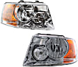 Driver and Passenger Side Headlights, with Bulbs, Halogen, with Chrome Bezel