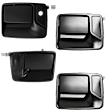 Front, Driver Side and Rear, Driver and Passenger Side Primed Exterior Door Handle, Front - With door lock hole; Rear - Without door lock hole