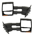 Driver and Passenger Side Towing Mirror, Power Adjust, Heated, Manual Folding, Textured Black, In-housing Signal Light, With Memory, With Puddle Light, No Auto-Dim, With Blind Spot Glass