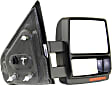 Driver and Passenger Side Towing Mirror, Power Adjust, Heated, Manual Folding, Textured Black, In-housing Signal Light, With Memory, With Puddle Light, No Auto-Dim, With Blind Spot Glass