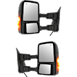 Driver and Passenger Side Towing Mirror, Power Adjust, Heated, Manual Folding, Textured Black, In-housing Signal Light, No Memory, No Puddle Light, No Auto-Dim, With Blind Spot Glass